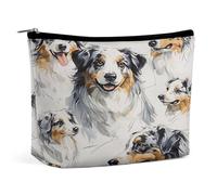 Borsa per il trucco con motivo a cane pastore australiano, organizer da viaggio per articoli da toilette, pochette cosmetica per donne, regali di compleanno per mamme, ragazze, donne e sorelle
