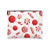 Borsa per il trucco con motivo a caramelle, borsa da viaggio per cosmetici dal design divertente, per donne, piccola organizer portatile con cerniera, borsa da toilette per la cura della pelle delle