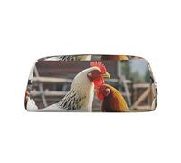 Borsa per il trucco con motivo a polli e fattoria per donne e uomini, astuccio per matite, piccola borsa per cosmetici da viaggio, borse da toilette con cerniera, astucci per penne estetiche, borse po