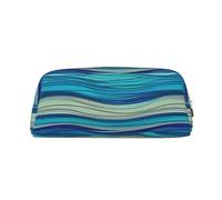 Borsa per il trucco con motivo a strisce oceaniche per donne e uomini, astuccio per matite, piccola borsa da viaggio per cosmetici, borse da toilette con cerniera, astucci estetici per penne, borse po