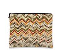 Borsa per il trucco con motivo a zigzag, borsa da viaggio colorata a zigzag per donne, elegante piccola custodia in tela con cerniera, perfetta per regali di festival e prodotti per la cura della