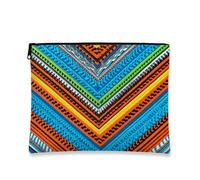 Borsa per il trucco con motivo a zigzag, borsa da viaggio per cosmetici con stampa geometrica colorata per donne, organizer portatile con cerniera in tela, regalo perfetto per festival, borsa da