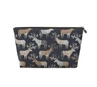 Borsa per il trucco con motivo astratto con cervo, borsa da viaggio per cosmetici, borsa da trucco da donna, organizer per trucchi in pelle, graziosa borsa per il trucco, Oro, Taglia unica