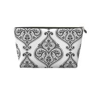 Borsa per il trucco con motivo cachemire nero e bianco, borsa per cosmetici da viaggio borsa da trucco da donna, borsa per trucco in pelle, borsa organizer per trucchi carina, Oro, Taglia unica