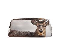 Borsa per il trucco con motivo cervo e animali selvatici per uomo e donna, beauty case da viaggio, pochette estetica, astuccio grande per matite.