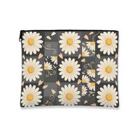 Borsa per il trucco con motivo crisantemo, borsa da viaggio per cosmetici vintage floreale da donna, piccola borsa portatile in tela con cerniera, borsa da toilette primaverile per la cura della pelle