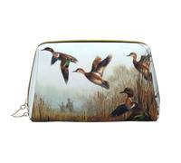 Borsa per il trucco con motivo fenicottero rosa,Grande sacchetto cosmetico in pelle portatile,Borsa da toilette impermeabile da viaggio, Caccia Volante Selvaggio, Taglia unica