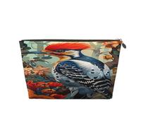 Borsa per il trucco con motivo floreale a forma di picchio, borsa da viaggio per cosmetici da donna, 7 x 2,4 x 5 pollici