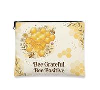 Borsa per il trucco con motivo floreale a nido d'ape, borsa da viaggio per donne, organizer portatile in tela con cerniera, borsa da toilette primaverile per la cura della pelle, Giallo, 7x9 Inch, A
