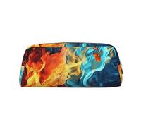 Borsa per il trucco con motivo Fuoco e Acqua per uomo e donna, beauty case da viaggio, pochette estetica, astuccio grande per matite