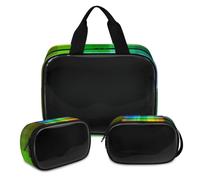 Borsa per il trucco con motivo scozzese arcobaleno per donne e uomini, borsa per cosmetici traslucida arcobaleno borsa da doccia 3 pezzi da viaggio articoli da toeletta organizer per cosmetici,