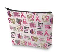 Borsa per il trucco con nastro rosa, regalo per la sensibilizzazione sul cancro al seno, con scritta in lingua inglese "You Never Know How Strong You are", idea regalo, Quanto sei forte