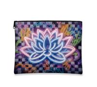 Borsa per il trucco con ninfea al neon, borsa da viaggio colorata per cosmetici, borsa da viaggio per donne, elegante piccola tela con cerniera, idea regalo per feste, Colorato, 7x9 Inch, Ninfea