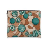 Borsa per il trucco con ornamenti natalizi, borsa da viaggio vintage per donne, borsa da viaggio portatile in tela con cerniera organizer, acqua, 7x9 Inch, Ornamento