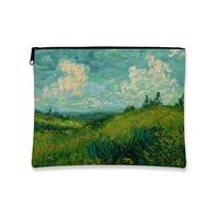 Borsa per il trucco con paesaggio, borse da viaggio per cosmetici impressionisti Green Fields per donne, piccola borsa portatile in tela con cerniera, regalo per esterni per articoli da toeletta per