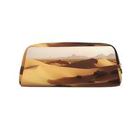 Borsa per il trucco con paesaggio desertico per uomo e donna, beauty case da viaggio, pochette estetica, astuccio grande per matite