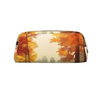 Borsa per il trucco con paesaggio di alberi autunnali per uomo e donna, beauty case da viaggio, pochette estetica, astuccio grande per matite