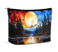 Borsa per il trucco con paesaggio montano di Moon Lake, per borsetta, borse da donna con cerniera, pochette da viaggio per articoli da toeletta, borse per il trucco, cosmetici