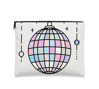 Borsa per il trucco con palla da discoteca, borsa da viaggio colorata geometrica per donne, piccola borsa portatile in tela con cerniera, borsa da toilette per la cura della pelle regalo per feste