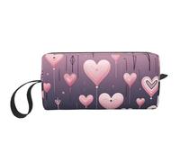 Borsa per il trucco con palloncino a forma di cuore rosa, resistente all'acqua, organizer da viaggio per donne e uomini, per San Valentino, romantico, con cerniera, piccola borsa per attrezzi