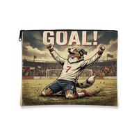 Borsa per il trucco con pastore australiano di calcio, borsa da viaggio per donne, regali per ragazze, organizer portatile con cerniera in tela piccola per animali domestici, 17,8 x 22,9 cm