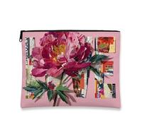 Borsa per il trucco con peonia, borsa da viaggio artistica da donna, in tela portatile, con cerniera, perfetta per feste di primavera e regali, Pesca, 7x9 Inch, Peonia