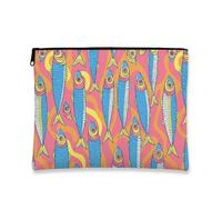 Borsa per il trucco con pesce colorato, borse da viaggio cosmetiche con motivo di pesce pesca per le donne, piccola borsa portatile con cerniera in tela, organizer per articoli da toeletta per la cura