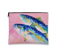 Borsa per il trucco con pesci colorati, borsa da viaggio per donne, piccola borsa portatile in tela con cerniera, borsa da toilette a tema oceano per la cura della pelle, Pesca, 7x9 Inch, Pesce