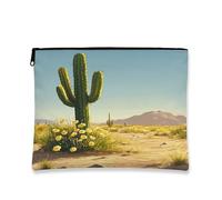 Borsa per il trucco con piante del deserto, borsa da viaggio vintage floreale per donne, organizer portatile in tela con cerniera, borsa da toilette estiva per la cura della pelle 17,8 x 22,9