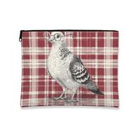 Borsa per il trucco con piccione, astuccio da viaggio per donne, organizer portatile con cerniera per la cura della pelle, scelta perfetta per la stagione autunnale, Rosso, 7x9 Inch, Piccione
