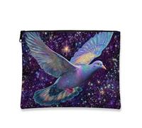 Borsa per il trucco con piccione galattico, borsa da viaggio colorata con uccellino cosmico, borsa da viaggio per donne, piccola borsa portatile con cerniera, scelta perfetta per festival e viaggi
