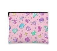 Borsa per il trucco con pietre preziose, borse da viaggio cosmetiche carine per donne, piccola borsa portatile in tela con cerniera, regalo per festival per la cura della pelle borsa da toilette