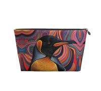 Borsa per il trucco con pinguino astratto, trousse da viaggio per articoli da toeletta da donna, borsa per il trucco in pelle, borsa per il trucco carina, Argento, Taglia unica