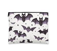 Borsa per il trucco con pipistrello, borsa da viaggio a tema Halloween per donne, piccola borsa portatile in tela con cerniera, regalo per festival e articoli da toeletta, nero, 7x9 Inch, Pipistrello