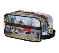 Borsa per il trucco con pittura a olio con paesaggio stradale per donne, uomini, bambini, ragazze e ragazzi, borsa da bagno da viaggio per articoli da toeletta cosmetici organizer per doccia, Colore,