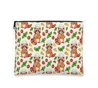 Borsa per il trucco con procione chef, borsa da viaggio per cosmetici, con motivo animale, borsa da viaggio per donne, organizer portatile in tela con cerniera, divertente borsa da toilette per la