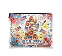 Borsa per il trucco con pulcino da 250 anni, 4 luglio, borsa da viaggio floreale per donne, regali per ragazze, organizer portatile americano in tela con cerniera, 17,8 x 22,9 cm