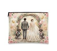 Borsa per il trucco con puntatore a pelo corto tedesco per matrimonio, borsa da viaggio per donne, piccola borsa portatile in tela con cerniera, borsa da toeletta per cani, 17,8 x 22,9 cm