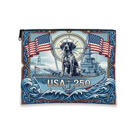 Borsa per il trucco con puntatore tedesco a pelo corto da 250 anni, borsa da viaggio militare da donna, piccola borsa portatile in tela con cerniera, borsa da toilette per cani, 17,8 x 22,9 cm