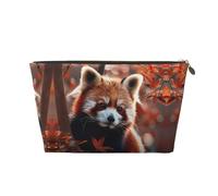 Borsa per il trucco con rami autunnali con panda rosso, trousse da viaggio per articoli da toeletta da donna, borsa per il trucco in pelle, borsa per il trucco carina, Oro, Taglia unica