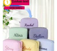 Borsa per il trucco con ricamo personalizzato, pochette con ricamo personalizzato, borsa per il trucco con ricamo personalizzato, borsa per il trucco in garza a bolle, regalo per damigella d'onore, re