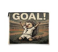Borsa per il trucco con riccio di calcio, borsa da viaggio per donne e ragazze, organizer portatile in tela con cerniera, borsa da toilette con animali, 17,8 x 22,9 cm