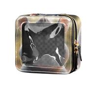 Borsa per il trucco con rinoceronte divertente in stile cartone animato grigio carino borse per cosmetici trasparenti organizer per trucco portatile per le donne