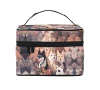 Borsa per il trucco con ritratti di cani - Organizzatore cosmetico da viaggio per arte canina