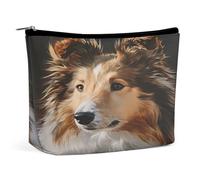 Borsa per il trucco con ritratto di cane Collie, organizer da viaggio per articoli da toilette, pochette cosmetica per donne, regalo di compleanno per mamme, ragazze, donne e sorelle.
