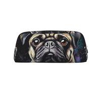 Borsa per il trucco con ritratto di carlino per donne e uomini, borsa da viaggio per articoli da toeletta, astuccio grande per matite