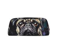 Borsa per il trucco con ritratto di carlino per donne e uomini, borsa da viaggio per articoli da toeletta, astuccio grande per matite