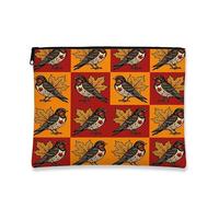 Borsa per il trucco con rondini autunnali, borsa da viaggio in acero retrò per donne, regali per ragazze, organizer portatile con cerniera in tela piccola e autunnale, 17,8 x 22,9 cm