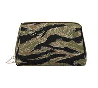 Borsa per il trucco con rose nere bianche e rosse,Grande sacchetto cosmetico in pelle portatile,Borsa organizer da viaggio impermeabile per articoli da toeletta, Tiger Stripe Camo, Taglia unica