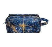 Borsa per il trucco con ruota astrologica con segni zodiacali, borsa da viaggio in pelle resistente all'acqua con manico, custodia portatile per cosmetici, per donne, uomini, ragazze, Multicolore 01,